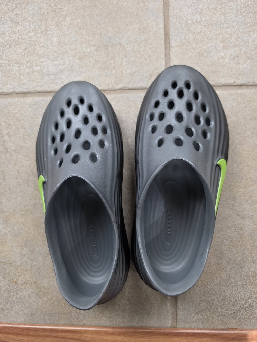 Nike Gray Slip-On Clog with Neon Green Accent